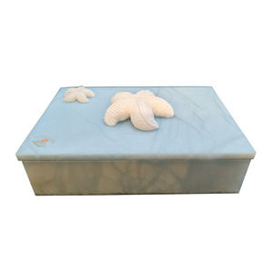 Made in Italy Starfish on Light Blue Alabaster Rectangle Box Home Decor